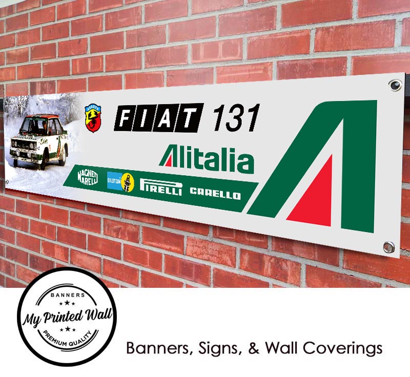 Fiat Abarth 131 Rally Car Garage PVC Banner