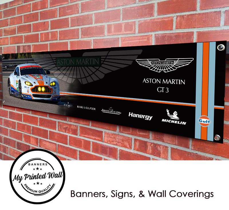 Aston Martin Gulf Racing GT3 Team Garage PVC Banner
