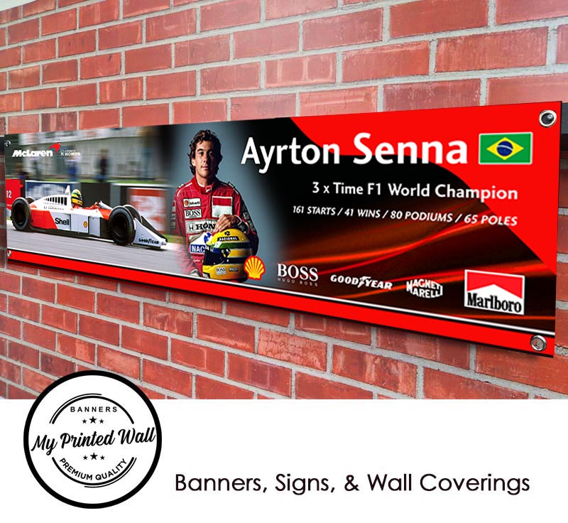 Ayrton Senna Commemorative F1 Team Garage PVC Banner