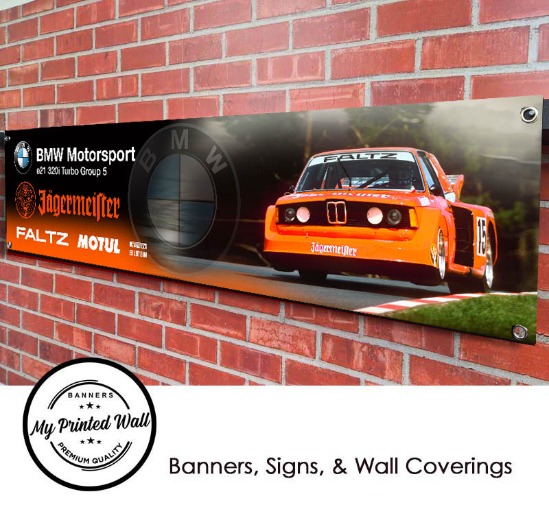 BMW 320i Turbo E21 Group 5 Jägermeister DRM Garage PVC Banner BMW 320i Turbo E21 Group 5 Jägermeister DRM Garage PVC Banner