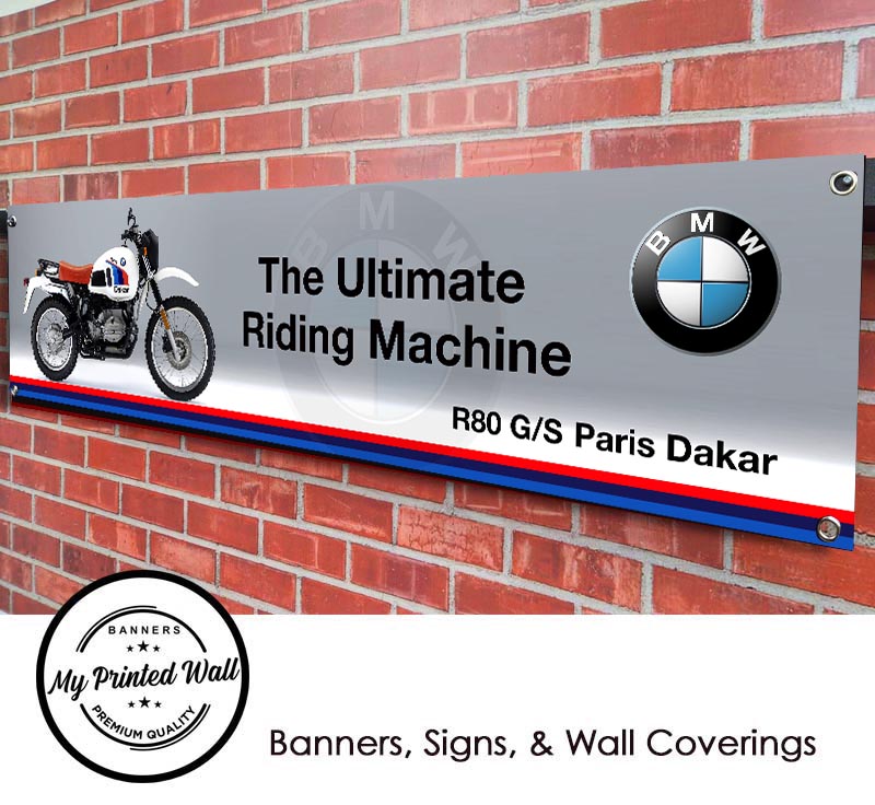 BMW R80 G/S Paris Dakar Garage PVC Banner
