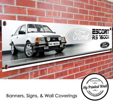 Ford Escort RS1600i (white) Garage PVC Banner