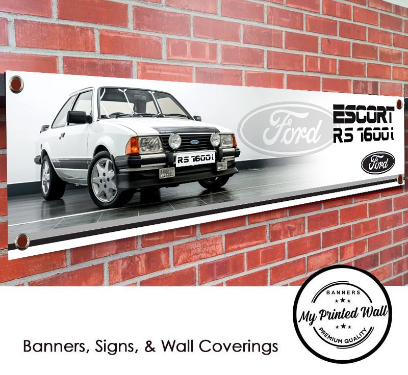 Ford Escort RS1600i (white) Garage PVC Banner