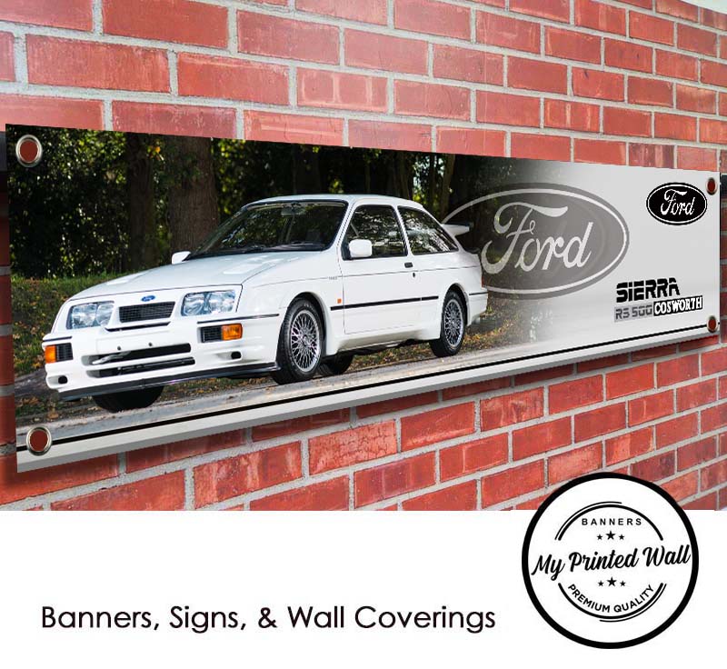 Ford Sierra RS500 Cosworth (white) PVC Banner